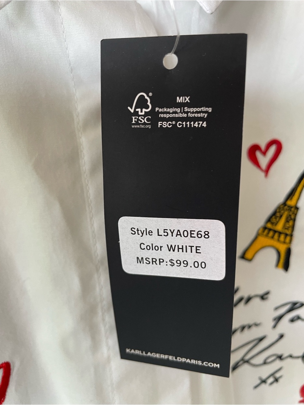 BWT Karl Lagerfeld White Embroidered Short-Sleeve Shirt. Price Is firm - Picture 2 of 12